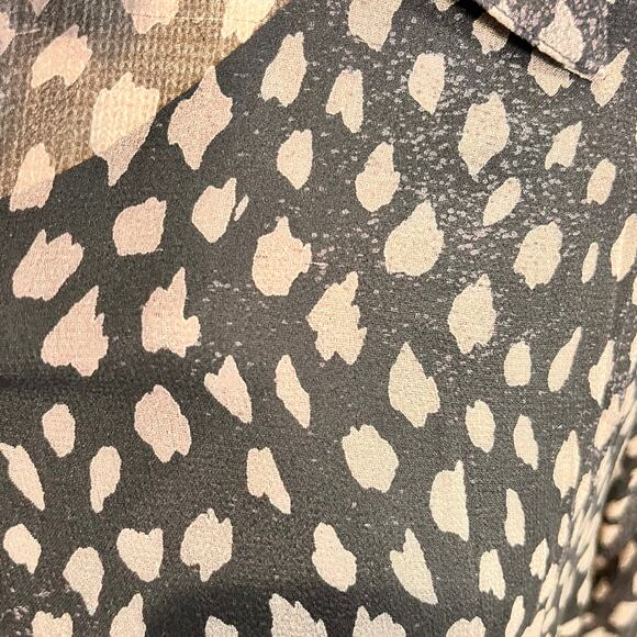 Vintage Silk Womens Blouse Animal Print Black Size M/L Fall - Picture 4 of 8